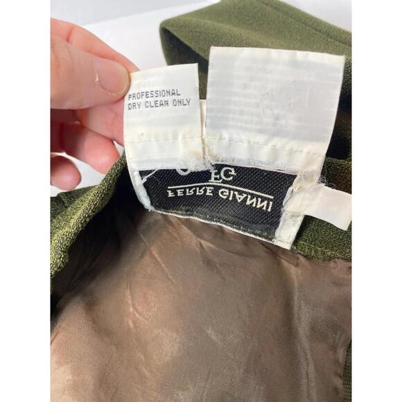 Ferre Gianni Skirt Womens 22 Olive Green Solid  Zip Back Slit Lined Career - Picture 12 of 13